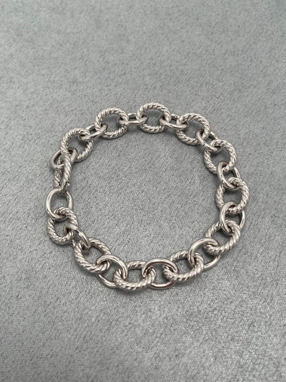 Sterling Silver Twisted Link Bracelet-8" Adjustable- Cable Design-12mm